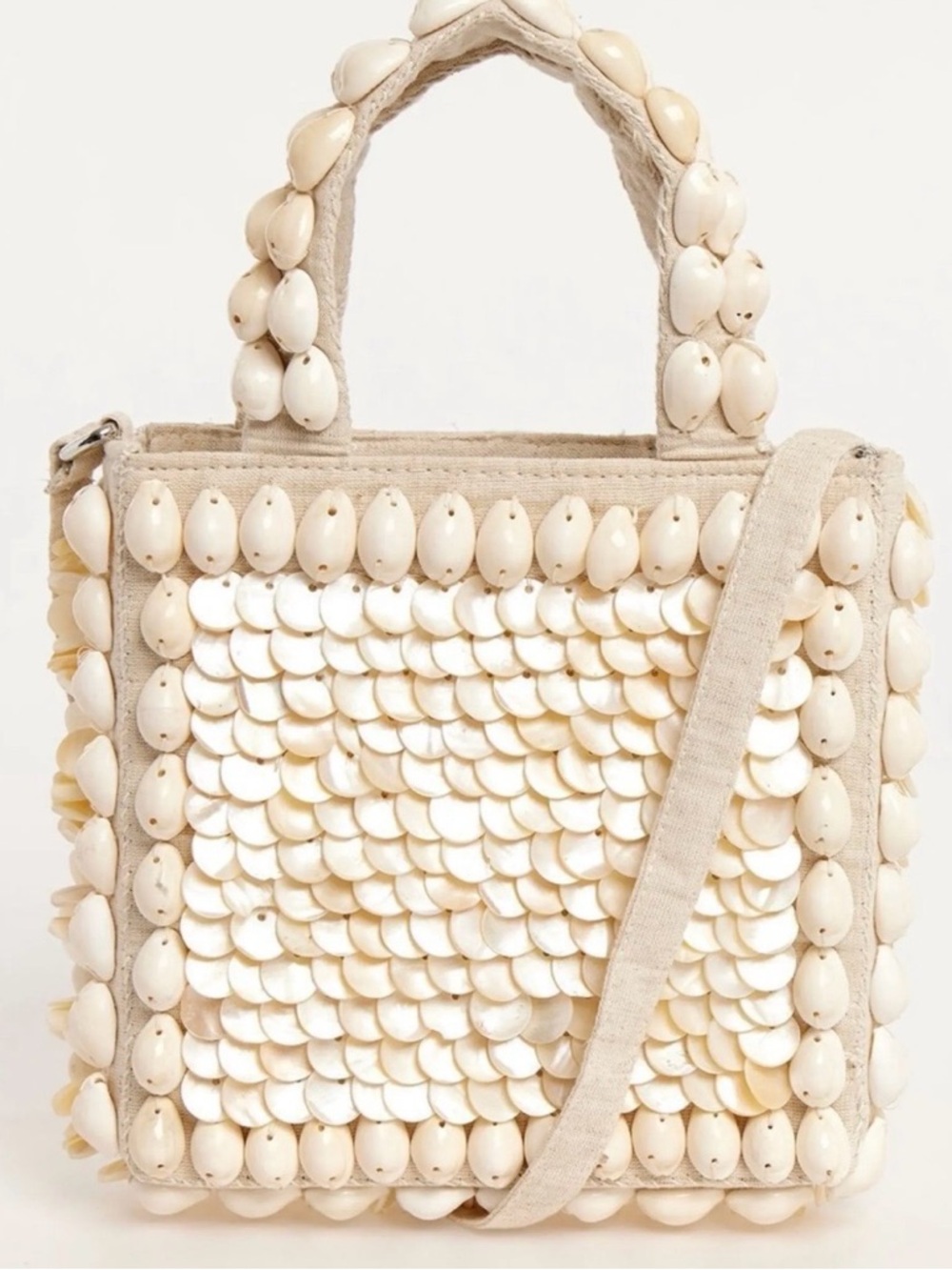 NEUTRAL Shell-Embellished Tote Bag NWOT